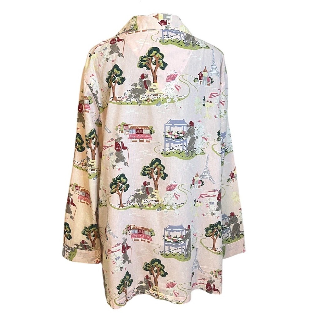 Nick & Nora Sleepshirt 2XL Pink Paris Poodle Pajama Top Pet Lovers Cozy Comfy - Picture 4 of 10